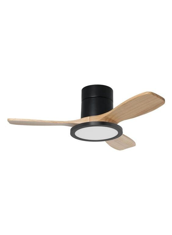 Ventilateur à pales finition noir/bois clair