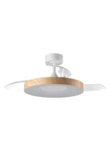 Ventilateur plafonnier finition blanc/bois clair