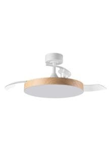 Ventilateur plafonnier finition blanc/bois clair