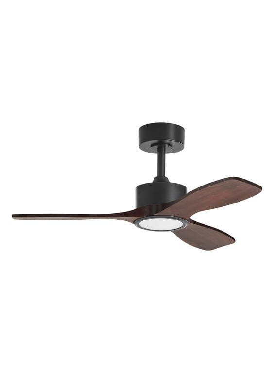 Ventilateur à pales finition noir/bois fonce