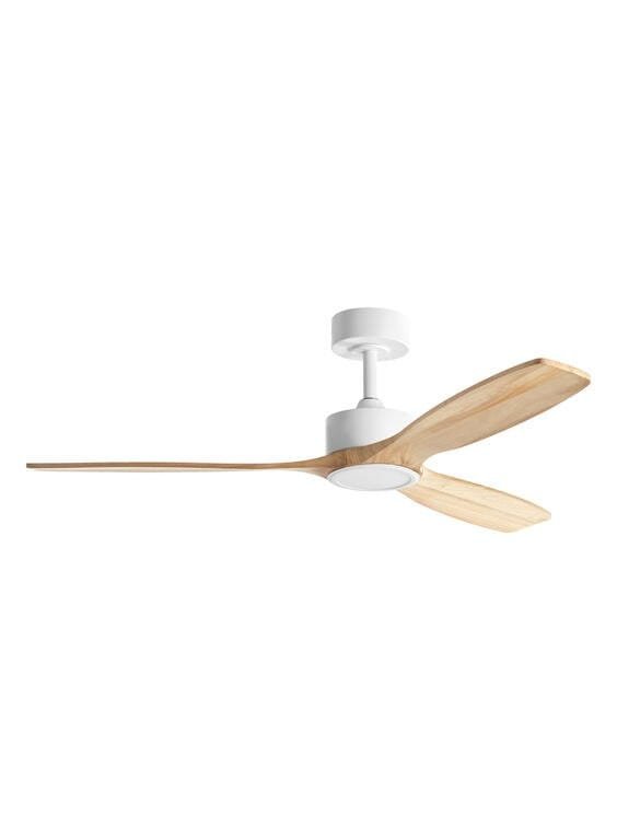 Ventilateur à pales finition blanc/bois clair