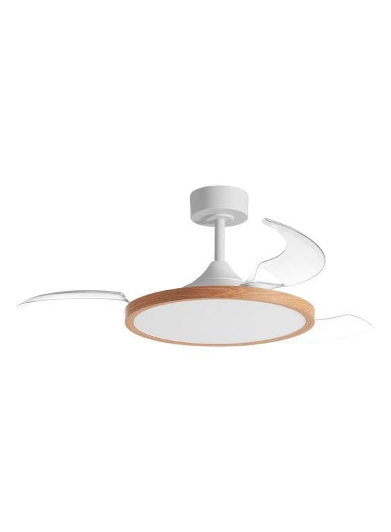 Ventilateur plafonnier finition blanc/bois clair
