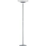 Lampadaire LED métal nickel verre albâtre