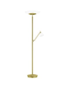 Lampadaire LED avec liseuse métal doré verre albâtre
