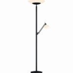 Lampadaire LED avec liseuse métal noir verre opale
