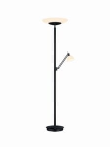 Lampadaire LED avec liseuse métal noir verre opale