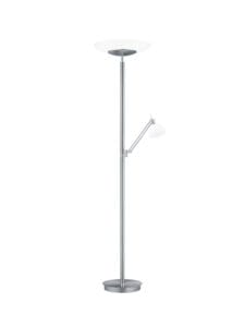 Lampadaire LED avec liseuse métal nickel verre albâtre