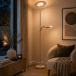 Lampadaire LED avec liseuse métal sable