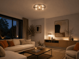 Plafonnier LED métal nickel verre fumé