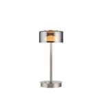 Lampe LED métal nickel verre fumé