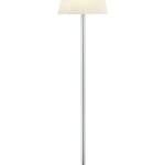 Lampadaire métal nickel verre opale