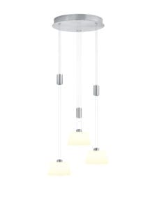 Suspension LED métal nickel verre opale