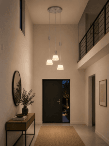 Suspension LED métal nickel verre opale